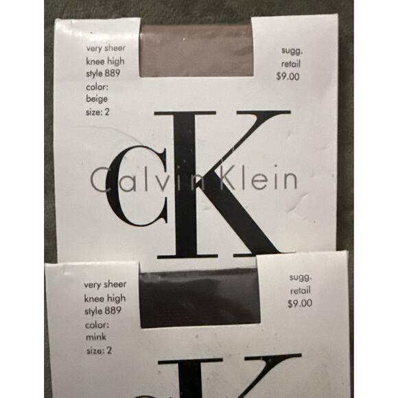 Calvin Klein Accessories - CALVIN KLEIN Knee High Stockings Size 2, 2 Very Sheer Mink And2 Very Sheer Beige